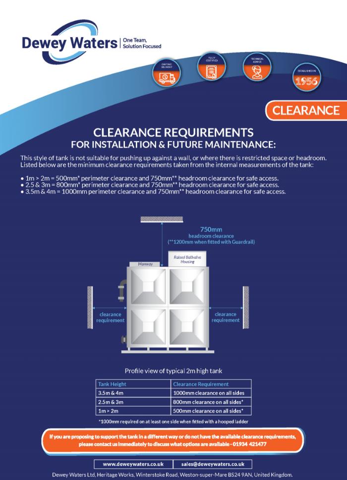 clearance requirement document for sectional tank