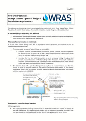 Cold water services: storage cisterns - general design & installation requirements: